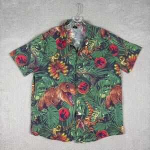 Jurassic Park x Cakeworthy Shirt Men’s XL T-Rex Raptor AOP Floral Hawaiian